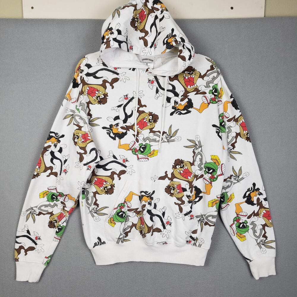 Looney Tunes Women's Size S All Over Print Character Hoodie‎ Sweatshirt Retro